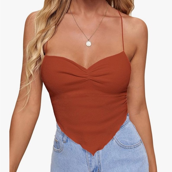 Burnt Orange V-Neck Top main image 1